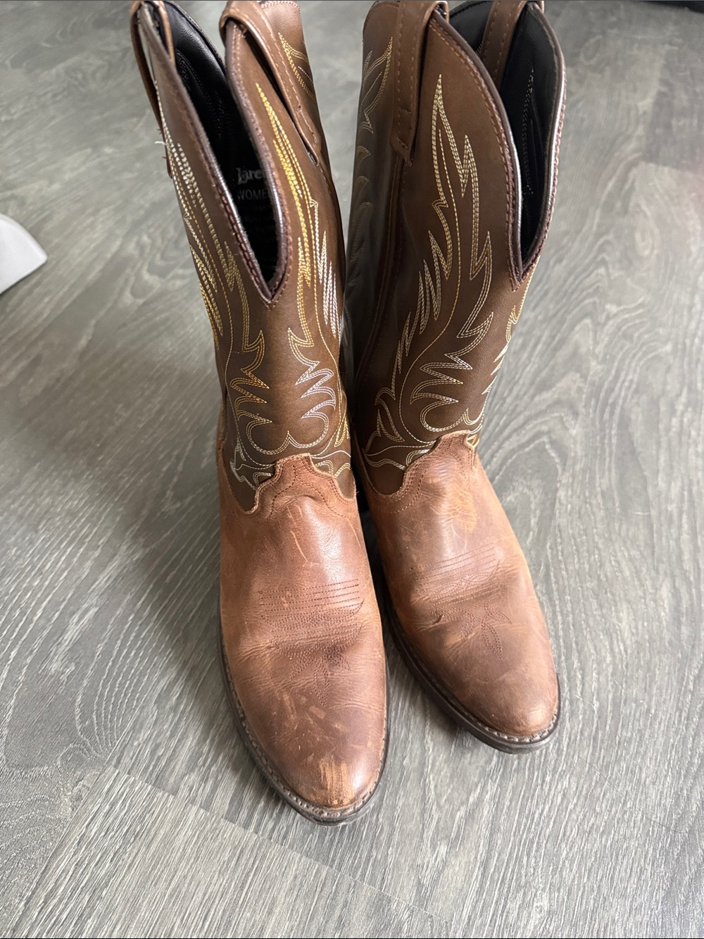 Laredo Brown Cowboy Boots with Gold Stitching